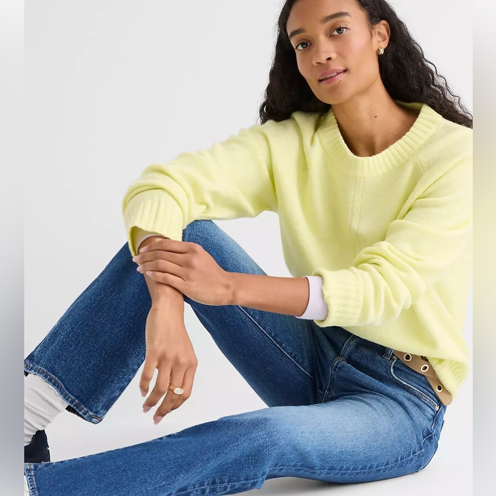 Loft yellow mock neck soft knit sweater